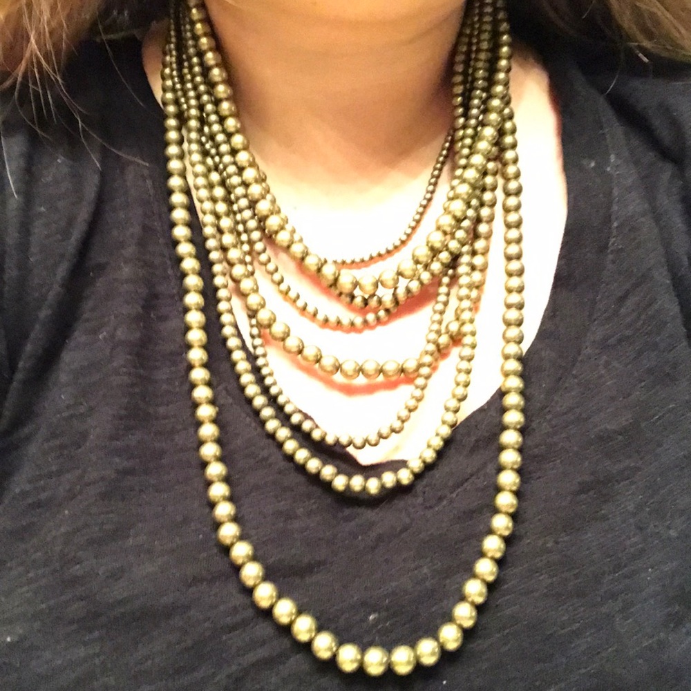 Bronze multi strand beaded necklace